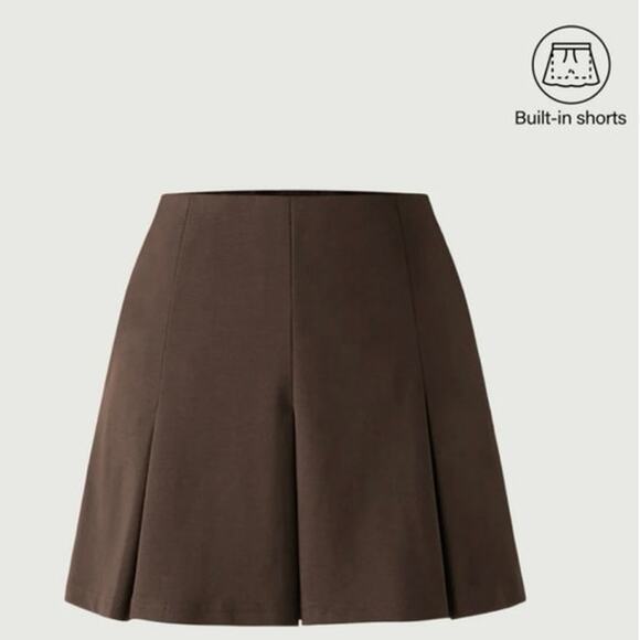 New OGL Brown CashSoft Mini Skirt with Skort Pleated Cocoa Womens Small 1280-R